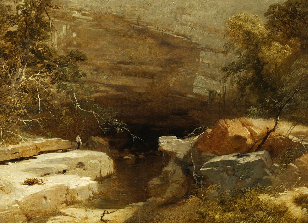 Landschap, Porth-yr-ogof, Vale of Neath door James Baker Pyne