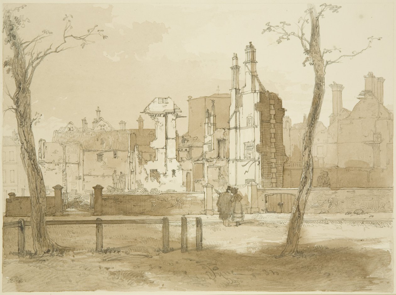 Westzijde van Queen Square, na de rellen door James Baker Pyne