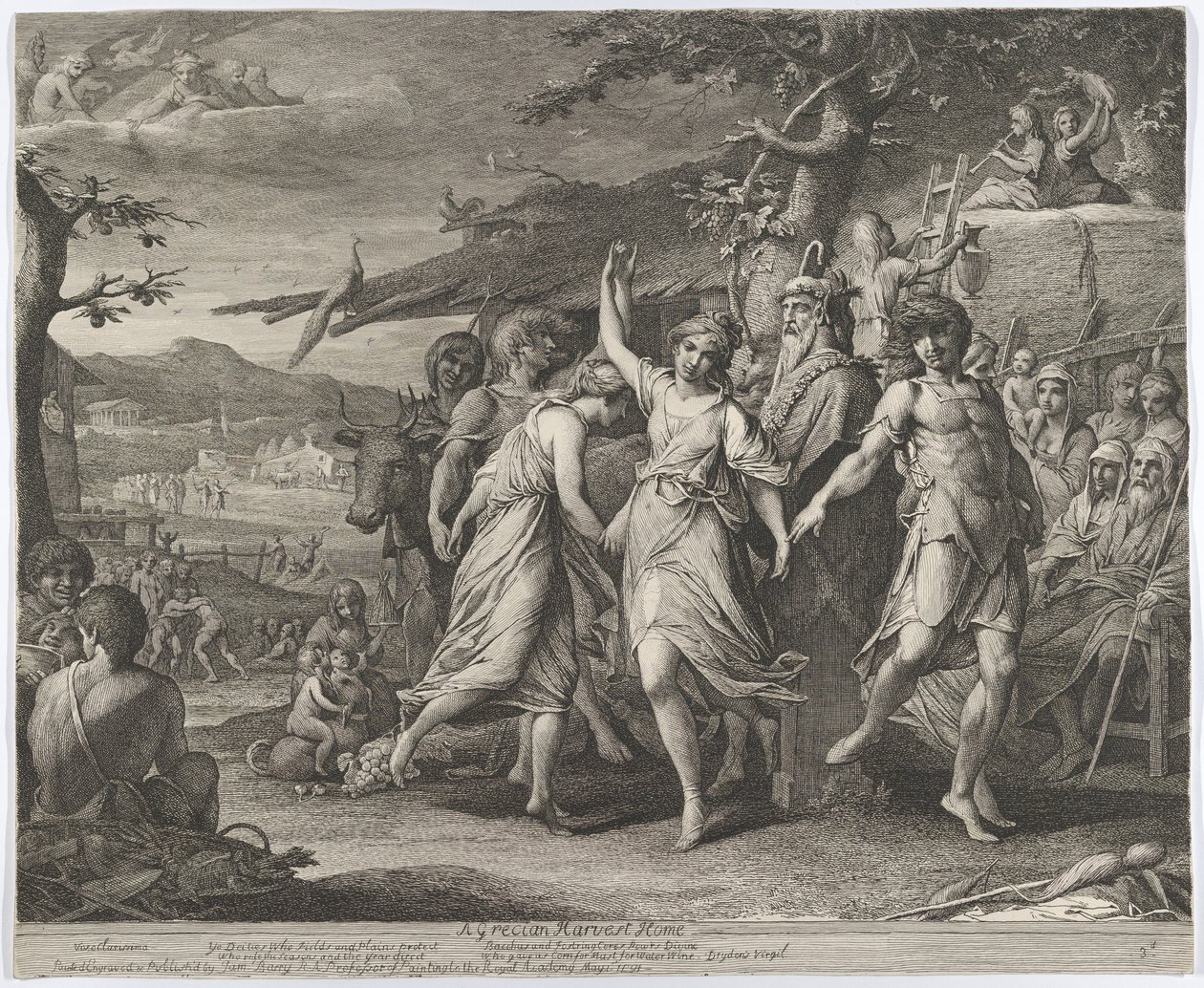Een Grieks oogstfeest, oftewel een dankfeest ter ere van de goden van het platteland, Ceres, Bacchus, enz. door James Barry