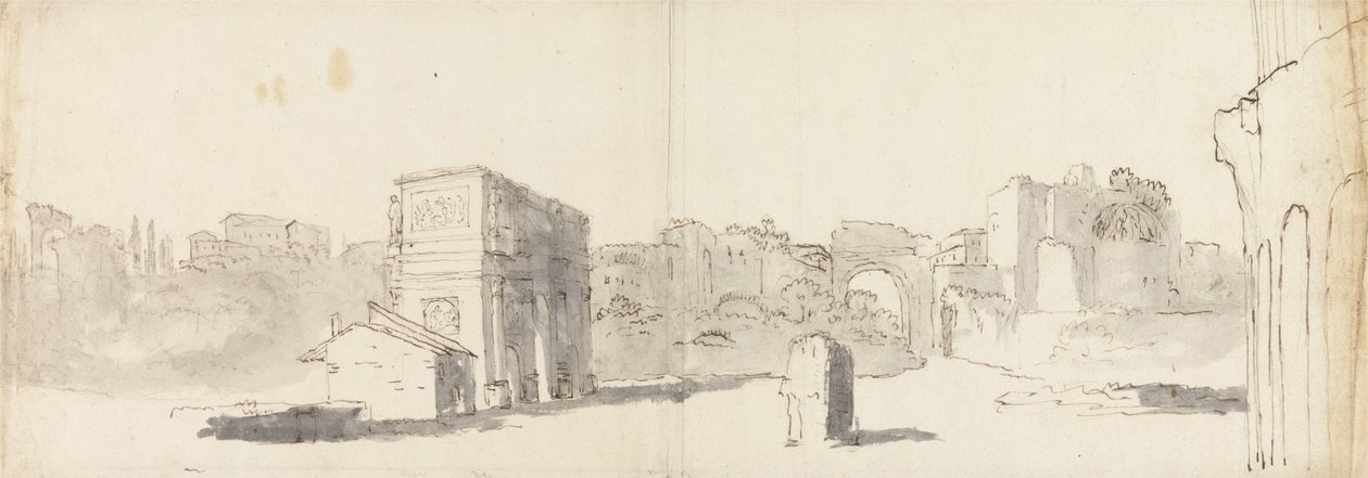 Rome, Uitzicht op de Boog van Constantijn met andere ruïnes door James Barry