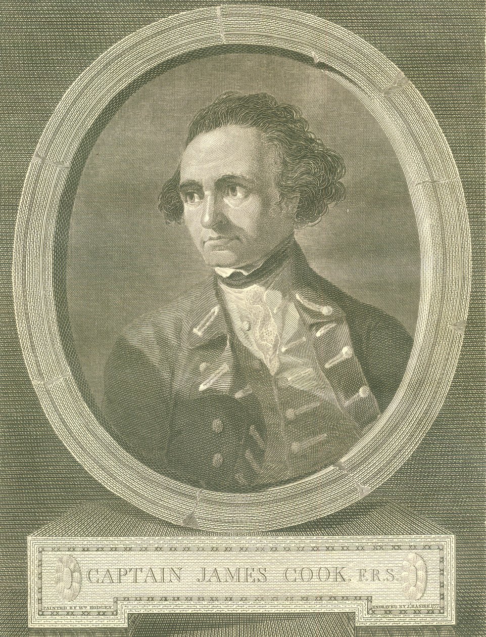 Portret van kapitein James Cook door James Basire