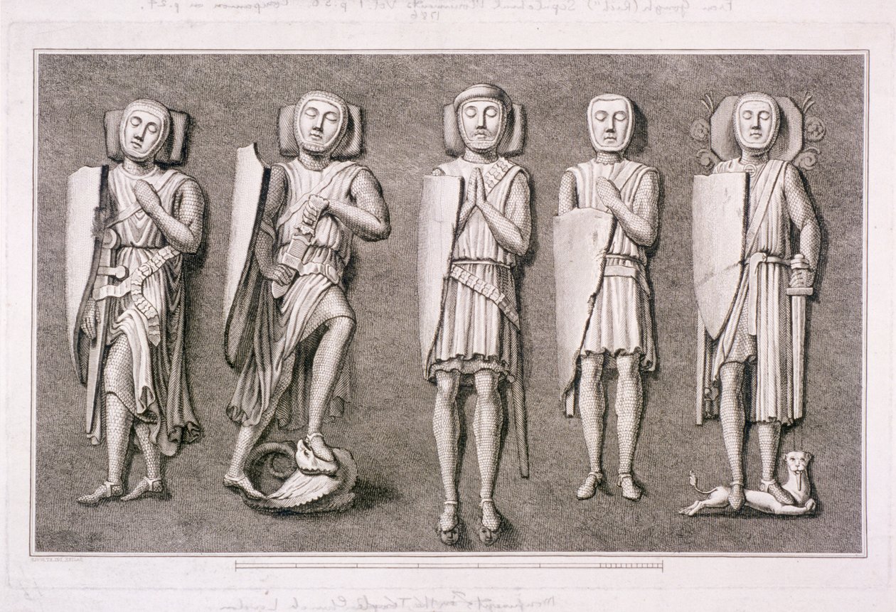 Vijf Beeltenissen van Ridders uit Temple Church, Londen door James Basire I
