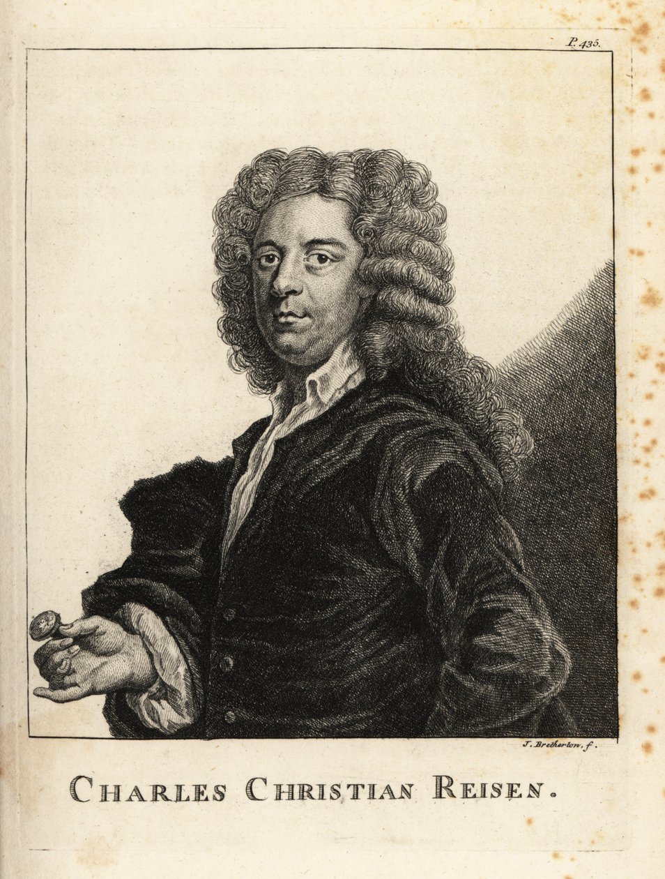 Portret van Charles Christian Reisen (1680-1725), Engelse edelsteen- en zegelgraveur door James Bretherton