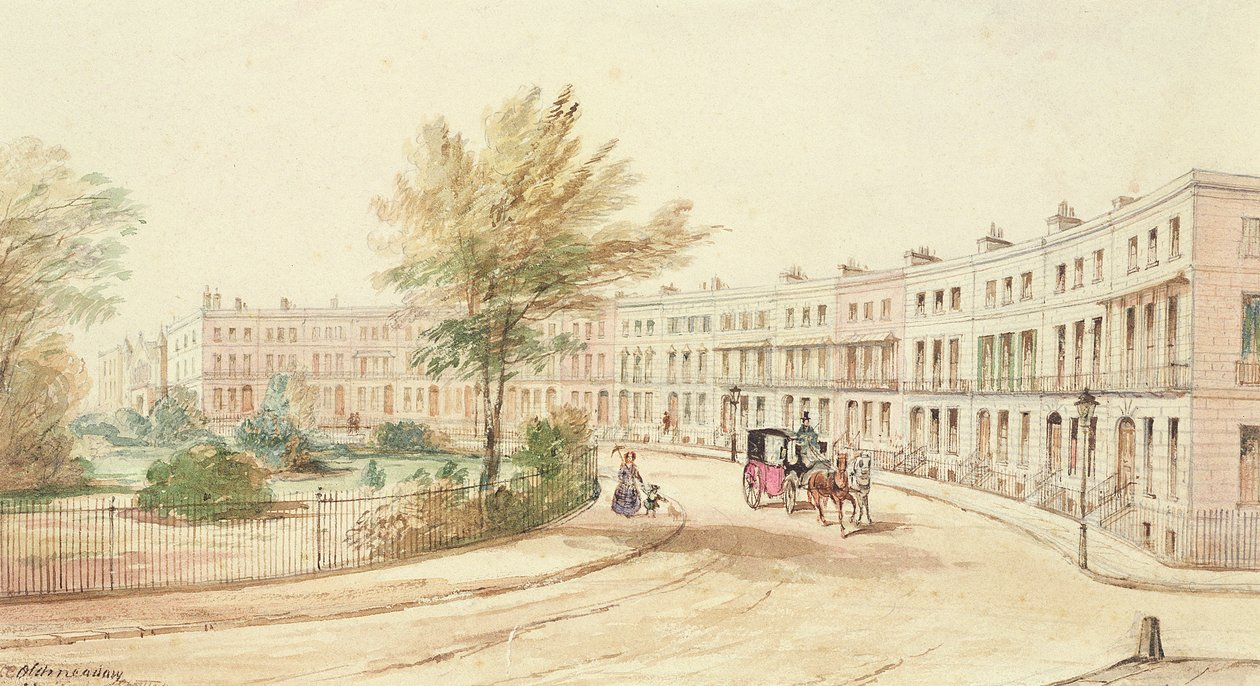 Royal Crescent, Cheltenham, c.1850 door James Charles Oldmeadow
