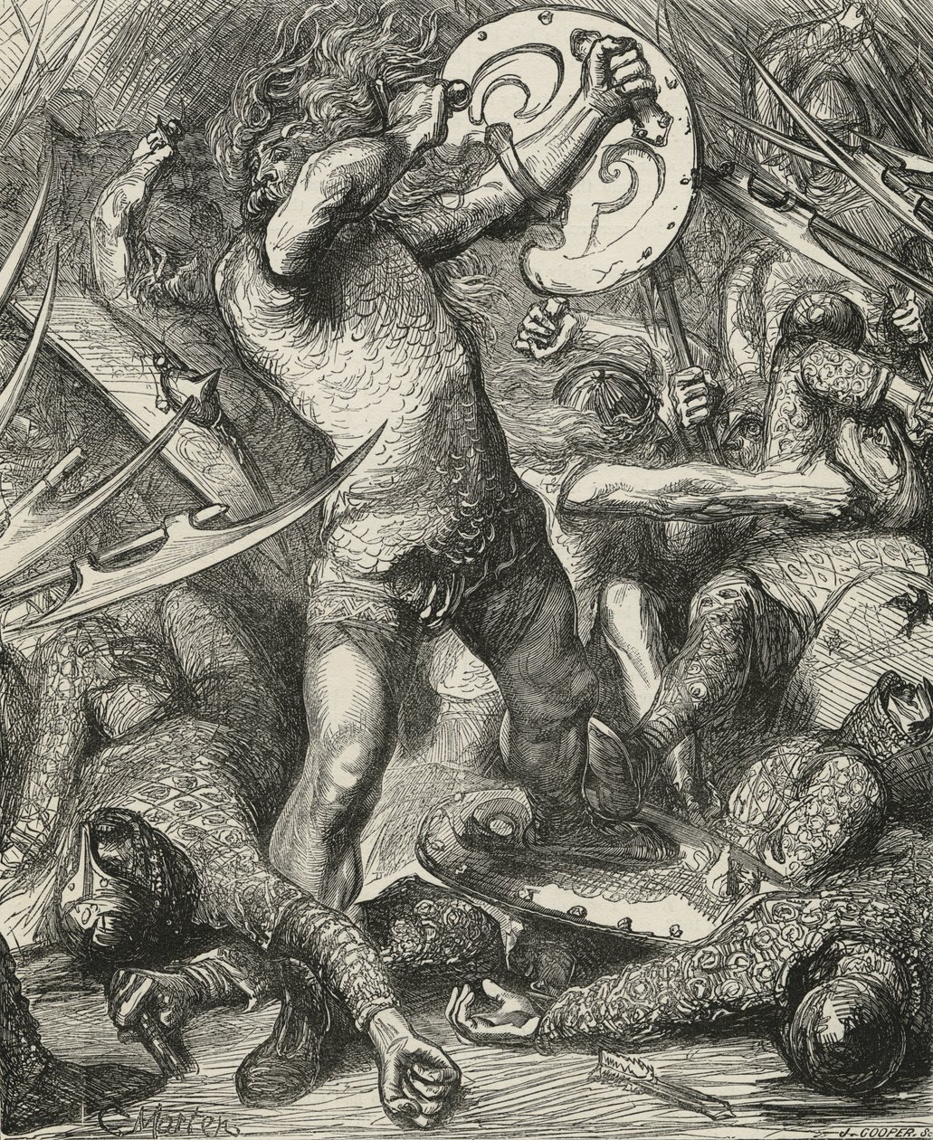 Hereward baant zich een weg door het Normandische leger door James Cooper