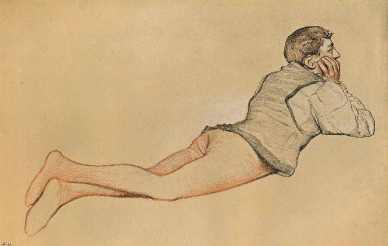 Boccaccio: De openingsscène in Decamerone Decameron, ca. 1900 door James Dromgole Linton