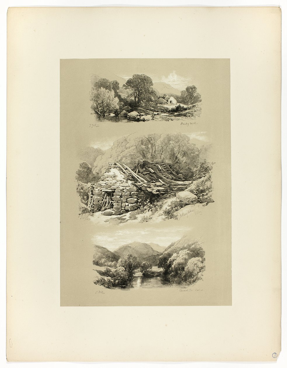 Pandy Mill, Church Pool, en een ander onderwerp, uit Picturesque Selections door James Duffield Harding