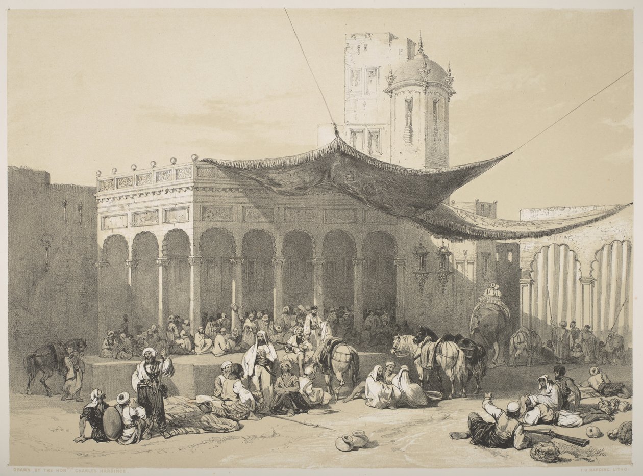 Sikh-soldaten ontvangen hun loon bij de Koninklijke Durbar, Lahore door James Duffield Harding