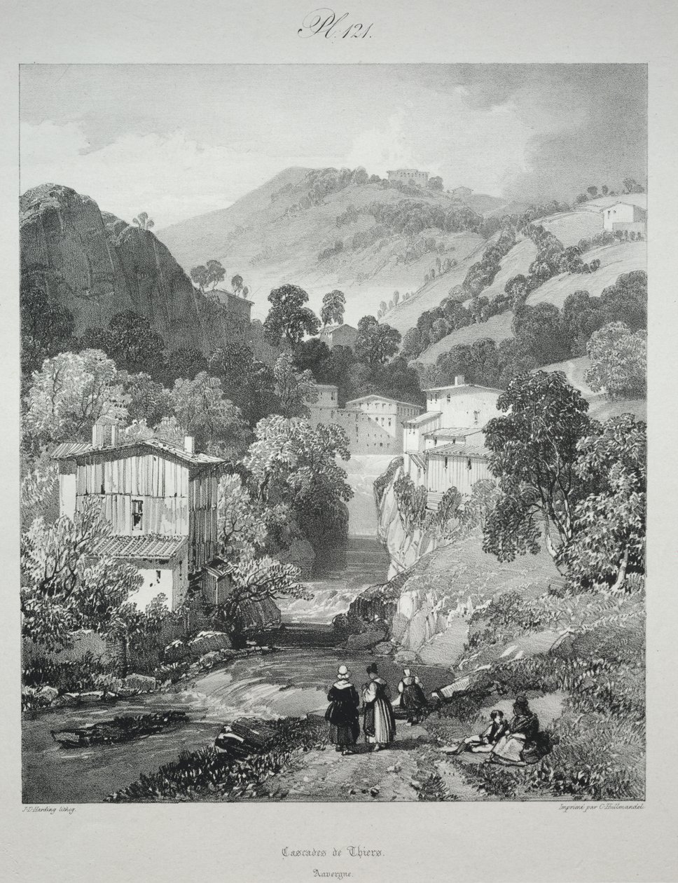 Pittoreske en romantische reizen in het oude Frankrijk. Auvergne: Watervallen van Thiers door James Duffield Harding