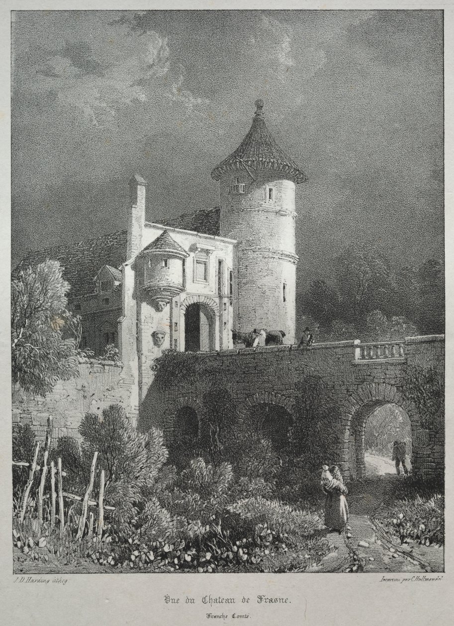 Pittoreske en romantische reizen in het oude Frankrijk. Franche-Comté: Uitzicht op het Kasteel van Frasne door James Duffield Harding