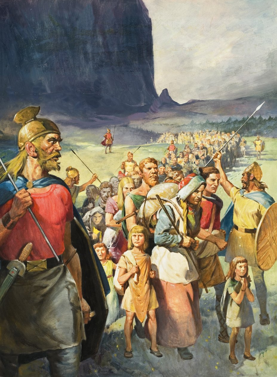 Een ras van krijgers (gouache op papier) door James Edwin McConnell
