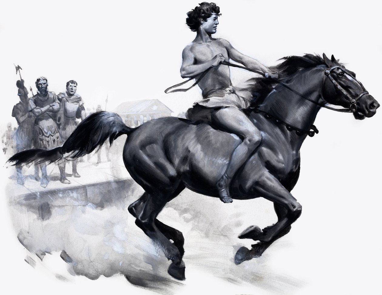 Alexander de Grote op Bucephalus (gouache op papier) door James Edwin McConnell