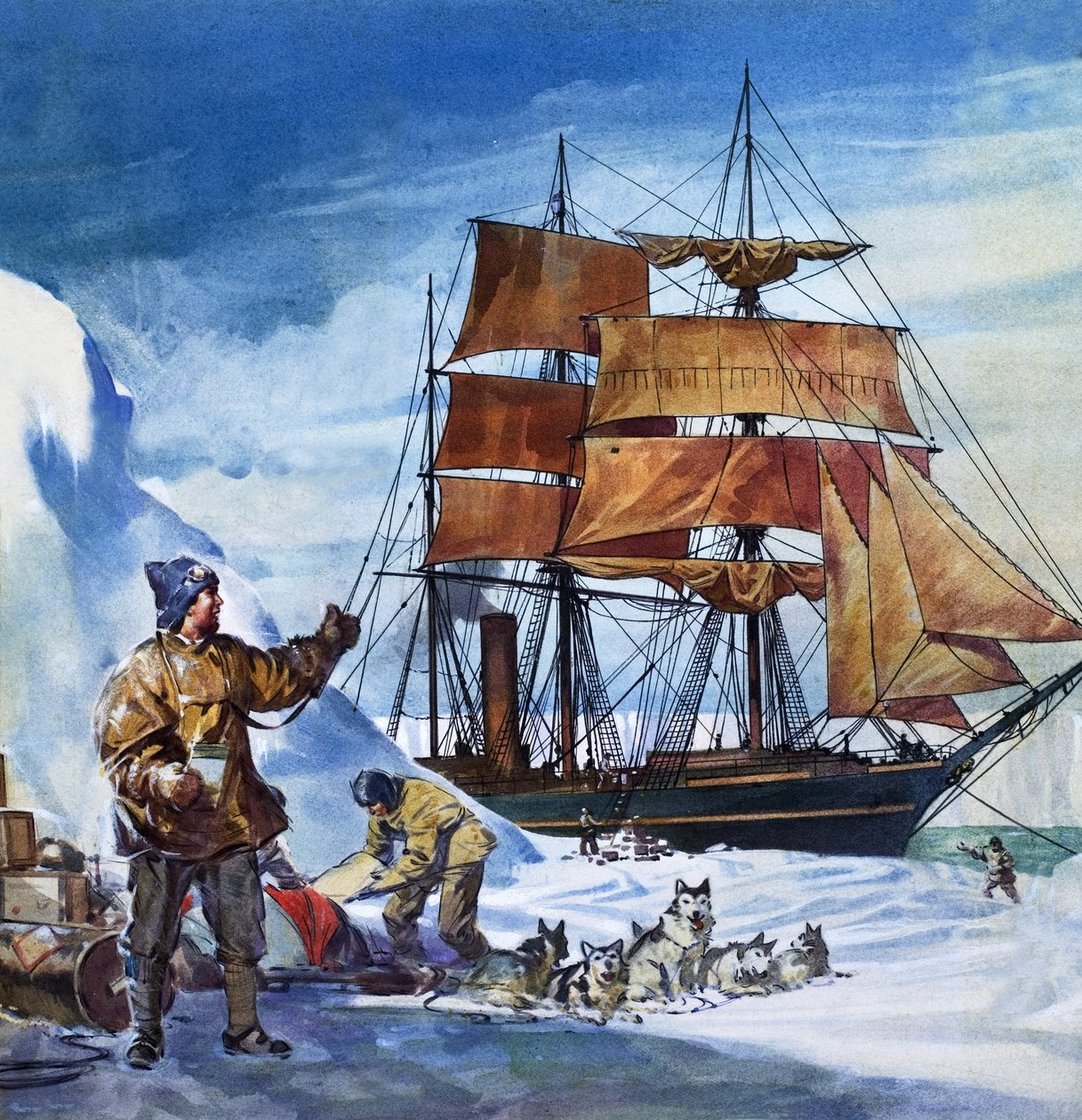 De Terra Nova in Antarctica (gouache op papier) door James Edwin McConnell