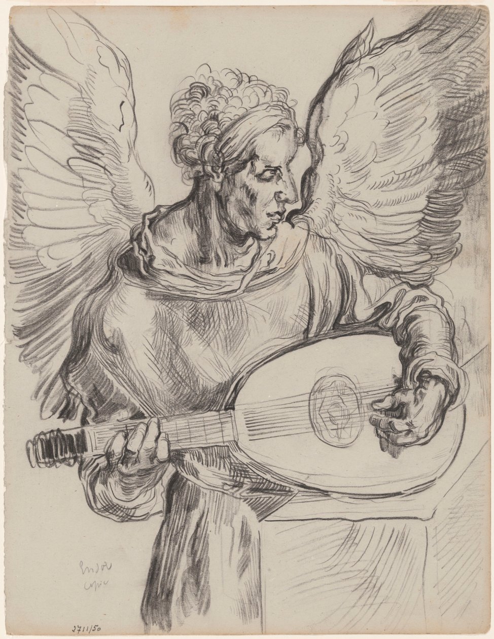 Na Dürer: Seraf die luit speelt door James Ensor