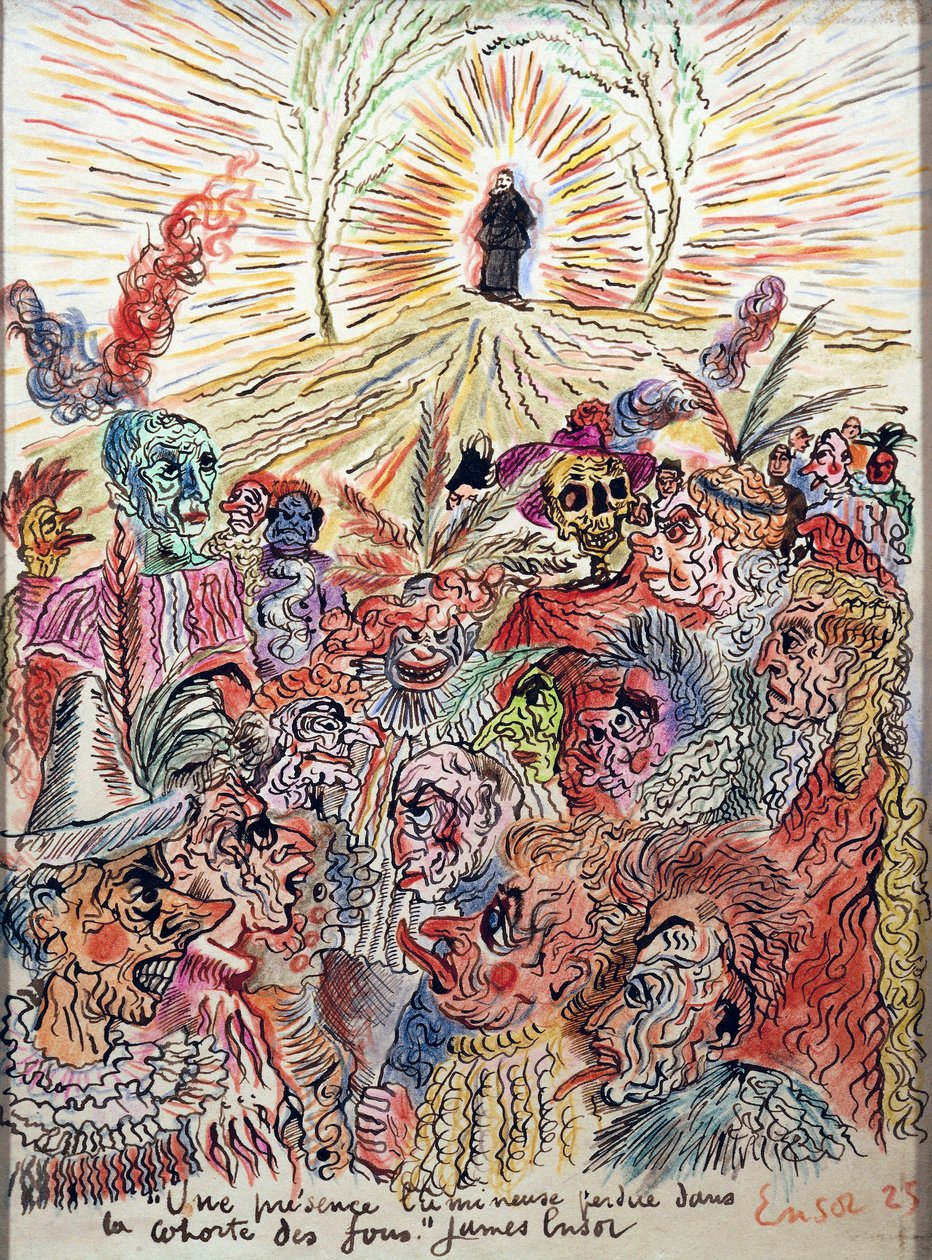 Heldere aanwezigheid verloren in het hof van de gekken door James Ensor