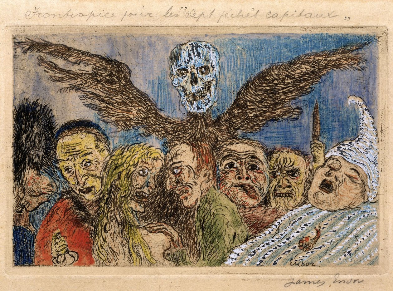 De hoofdzonden beheerst door de dood door James Ensor