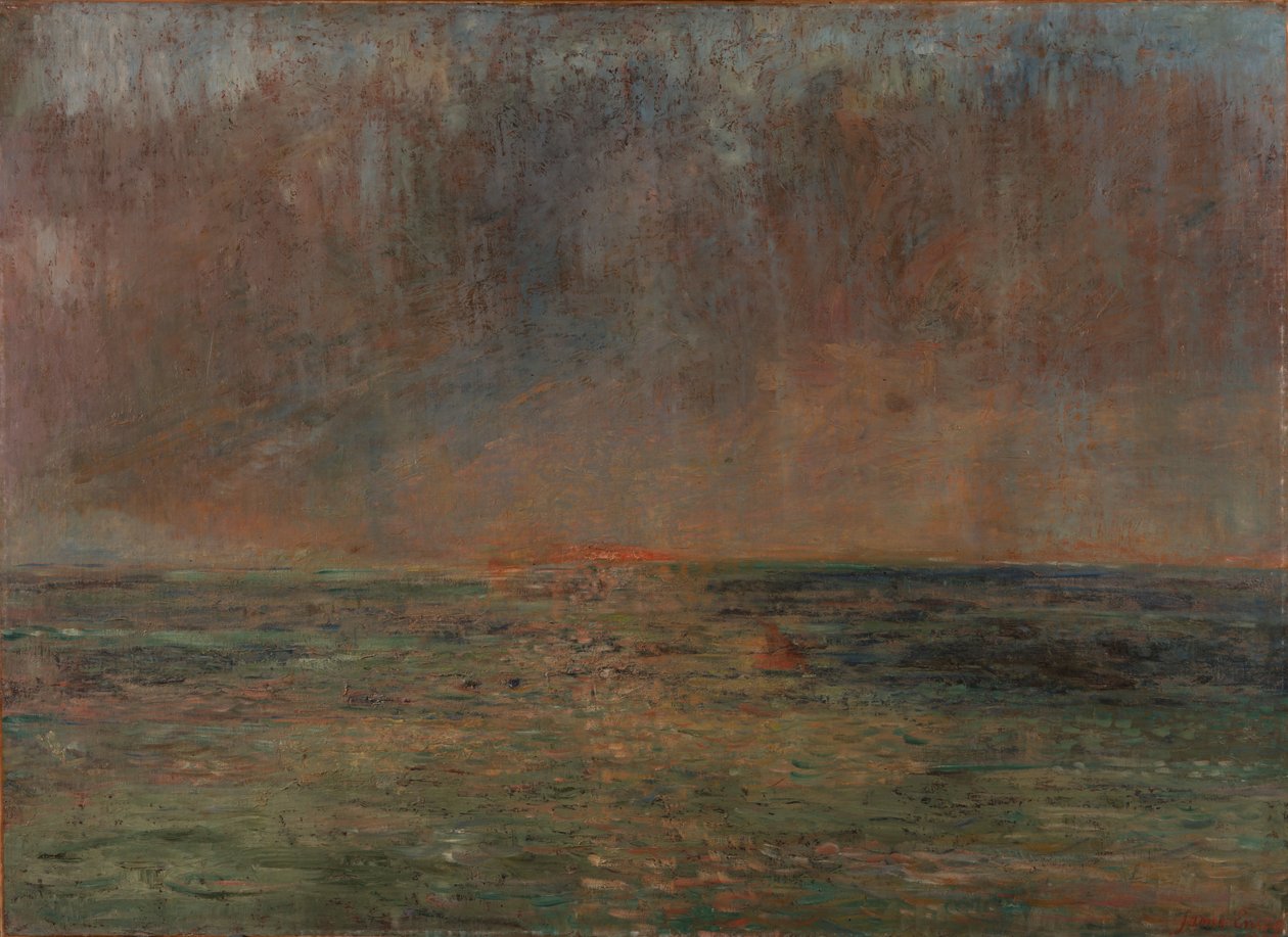 Groot zeegezicht - Zonsondergang door James Ensor