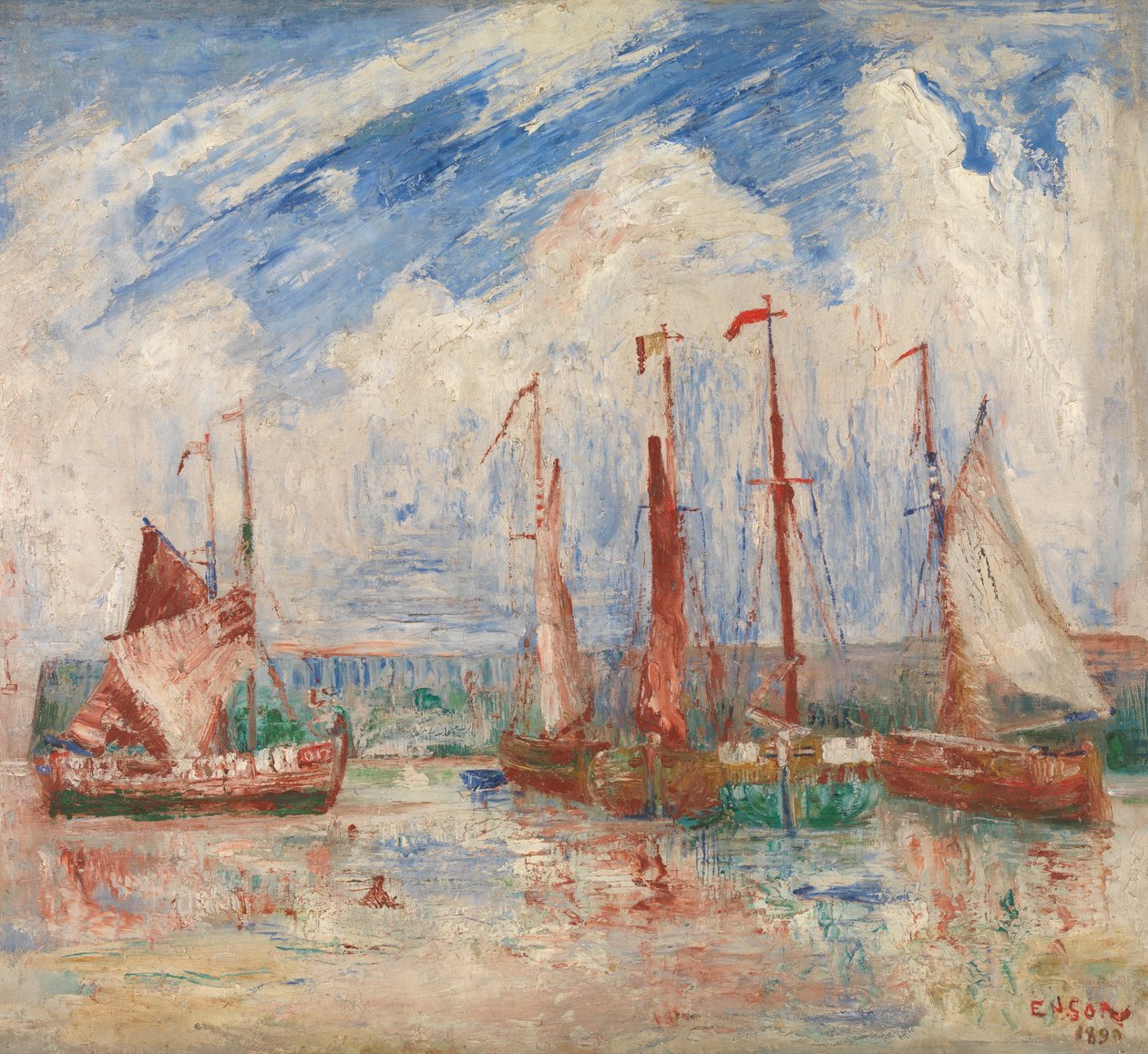 Haven van Oostende, c.1900-04 door James Ensor