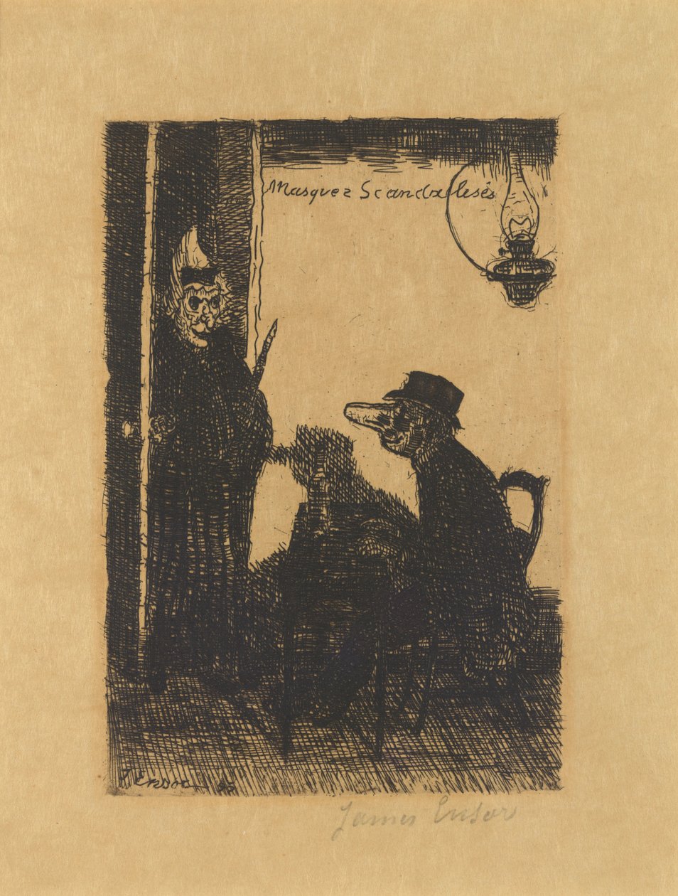 Skandalisierte Masken door James Ensor