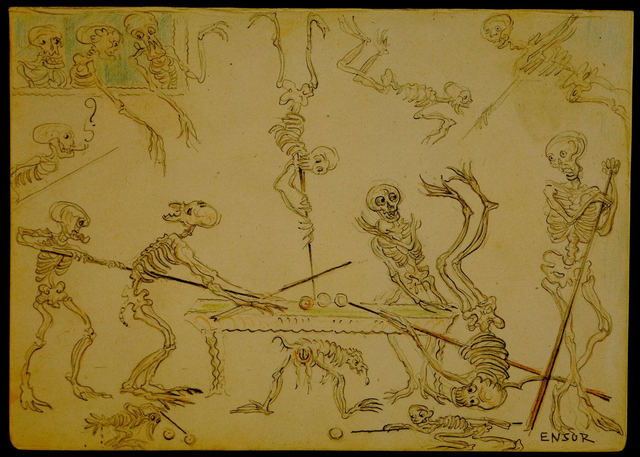Skelette beim Billardspielen door James Ensor