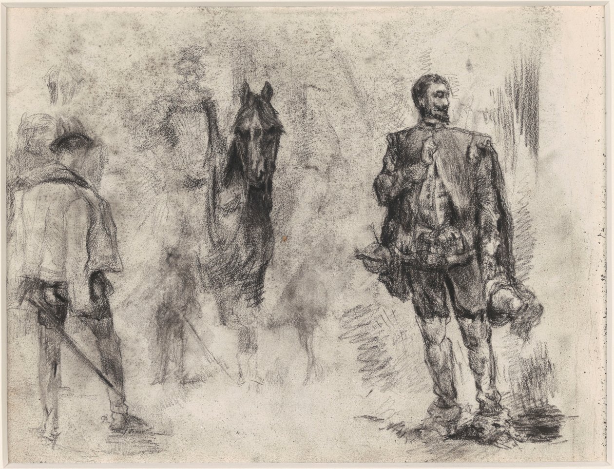 Spanjaard van achteren gezien, ruiter en Spanjaard met één opgeheven vinger door James Ensor
