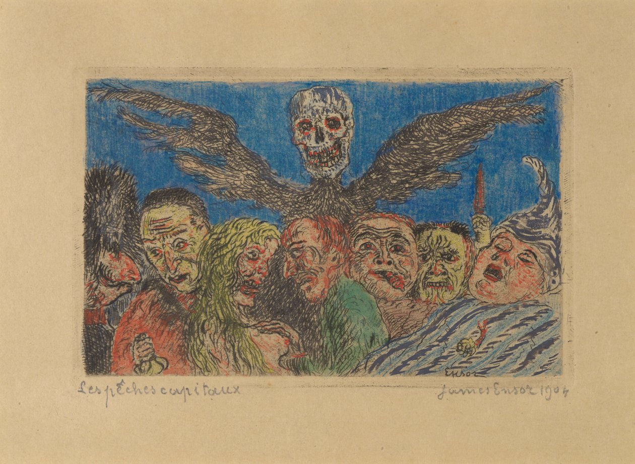 De hoofdzonden beheerst door de dood door James Ensor