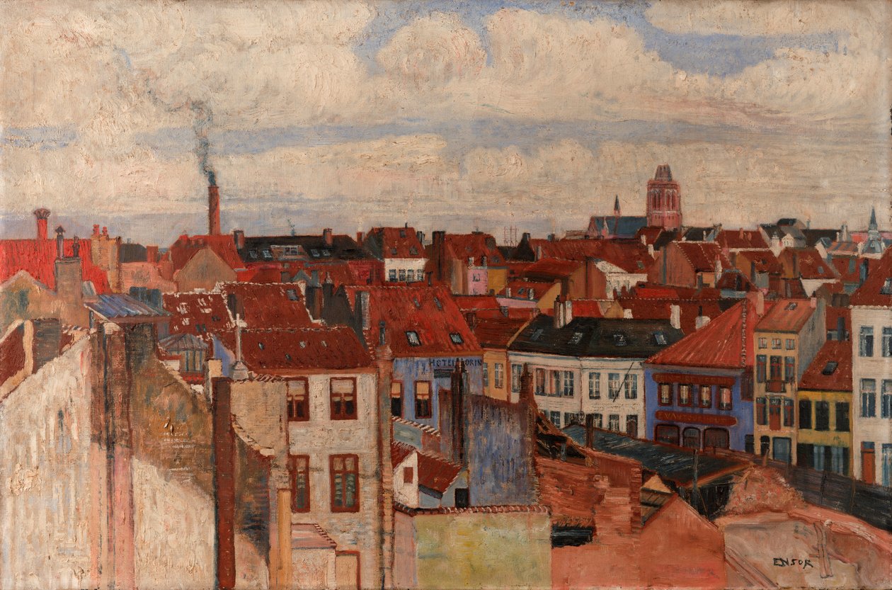 De daken van Oostende door James Ensor