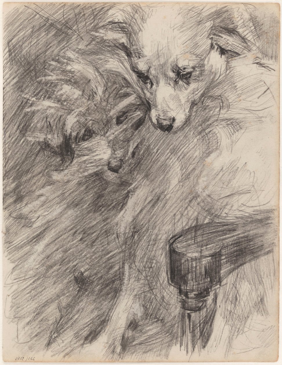 Twee honden in een leunstoel door James Ensor