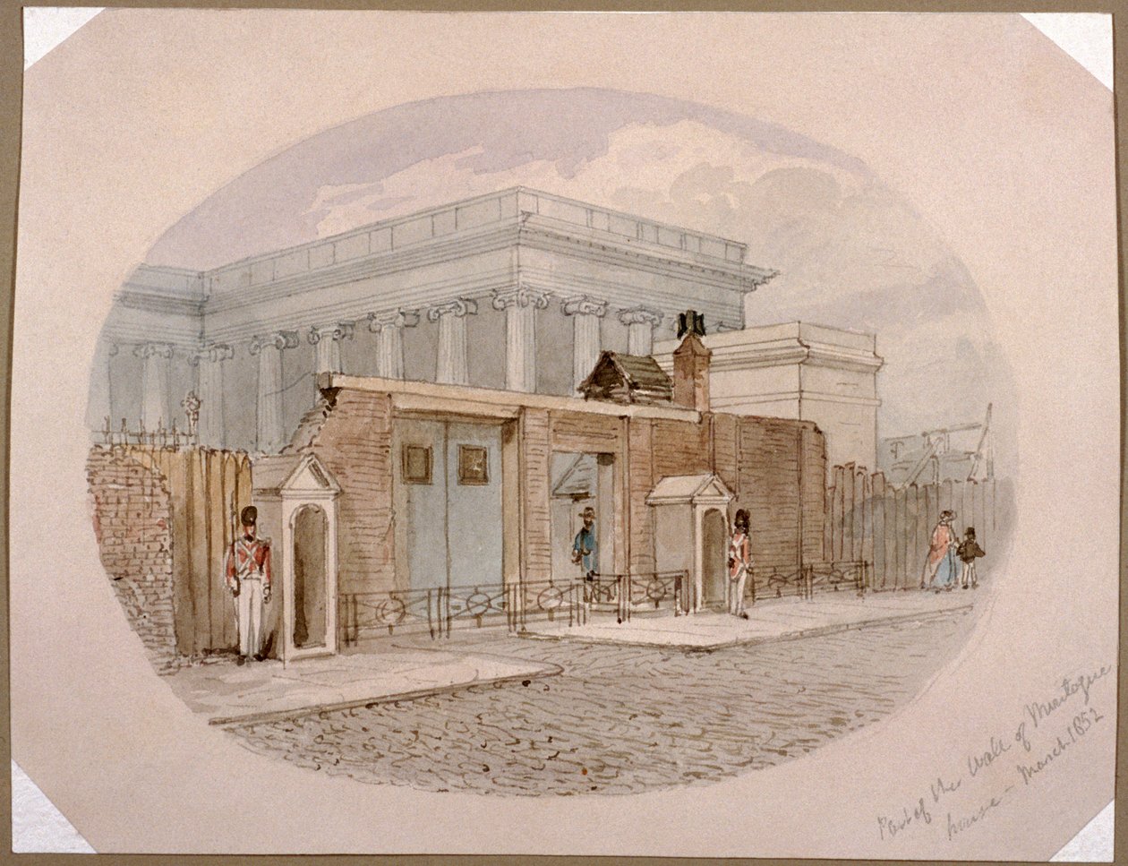 Montague House muur, British Museum, Londen, 1852 door James Findlay