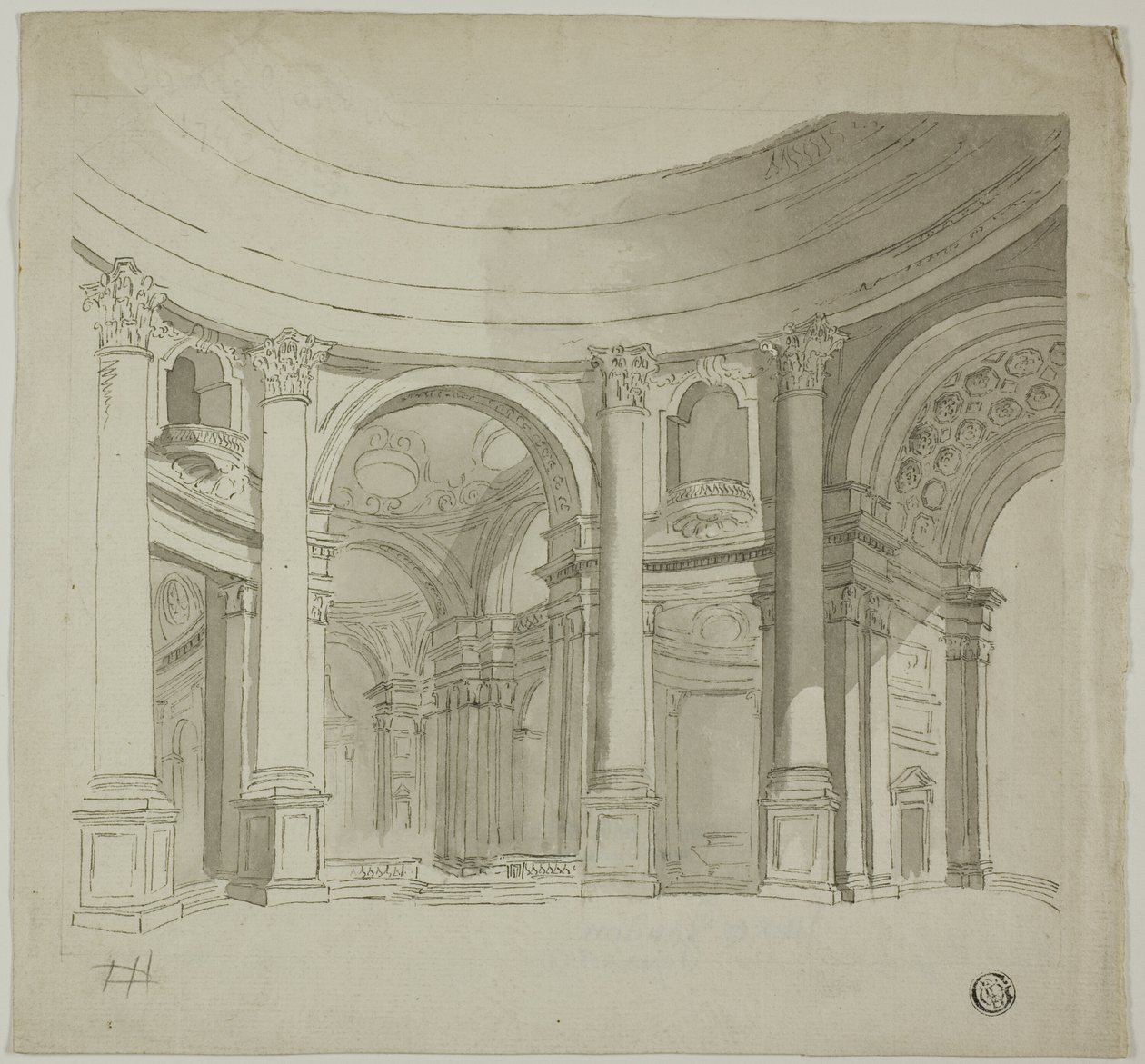 Interieur van koepelkerk door James Gandon