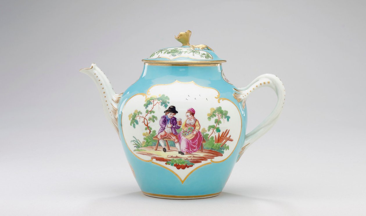 Worcester theepot en deksel, ca. 1770 door James Giles