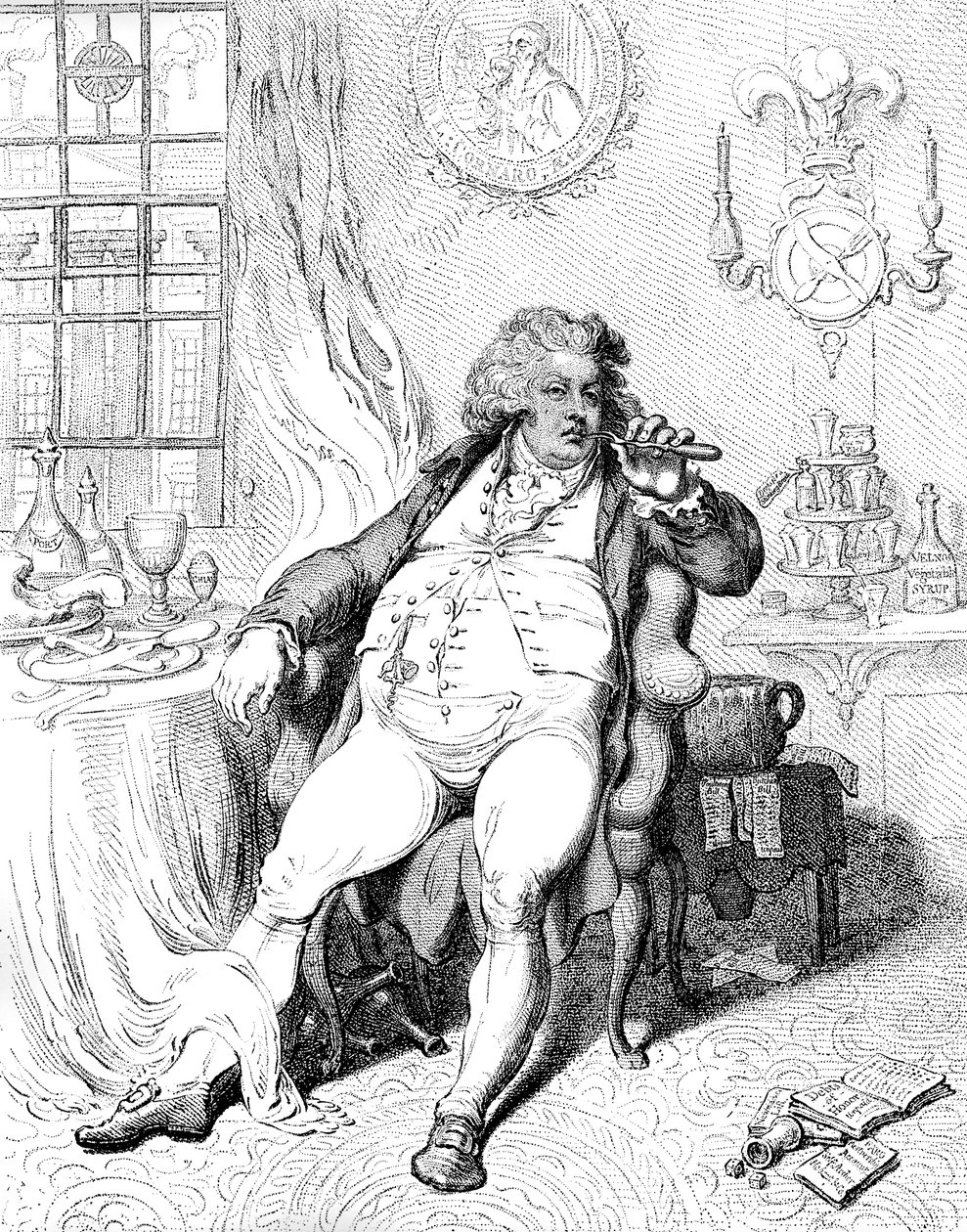 Een Voluptueuze Onder de Verschrikking van de Spijsvertering, 1792 door James Gillray