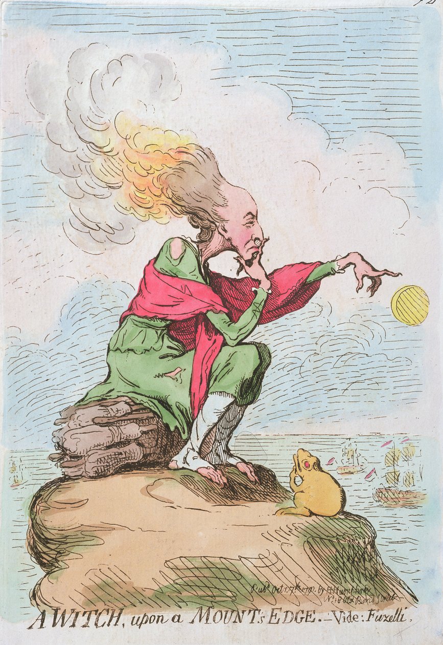 Een Heks op een Bergtop, gepubliceerd door Hannah Humphrey door James Gillray