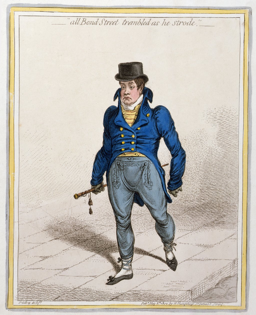 Heel Bond Street beefde toen hij voorbij liep, uitgegeven door Hannah Humphrey, 1802 door James Gillray