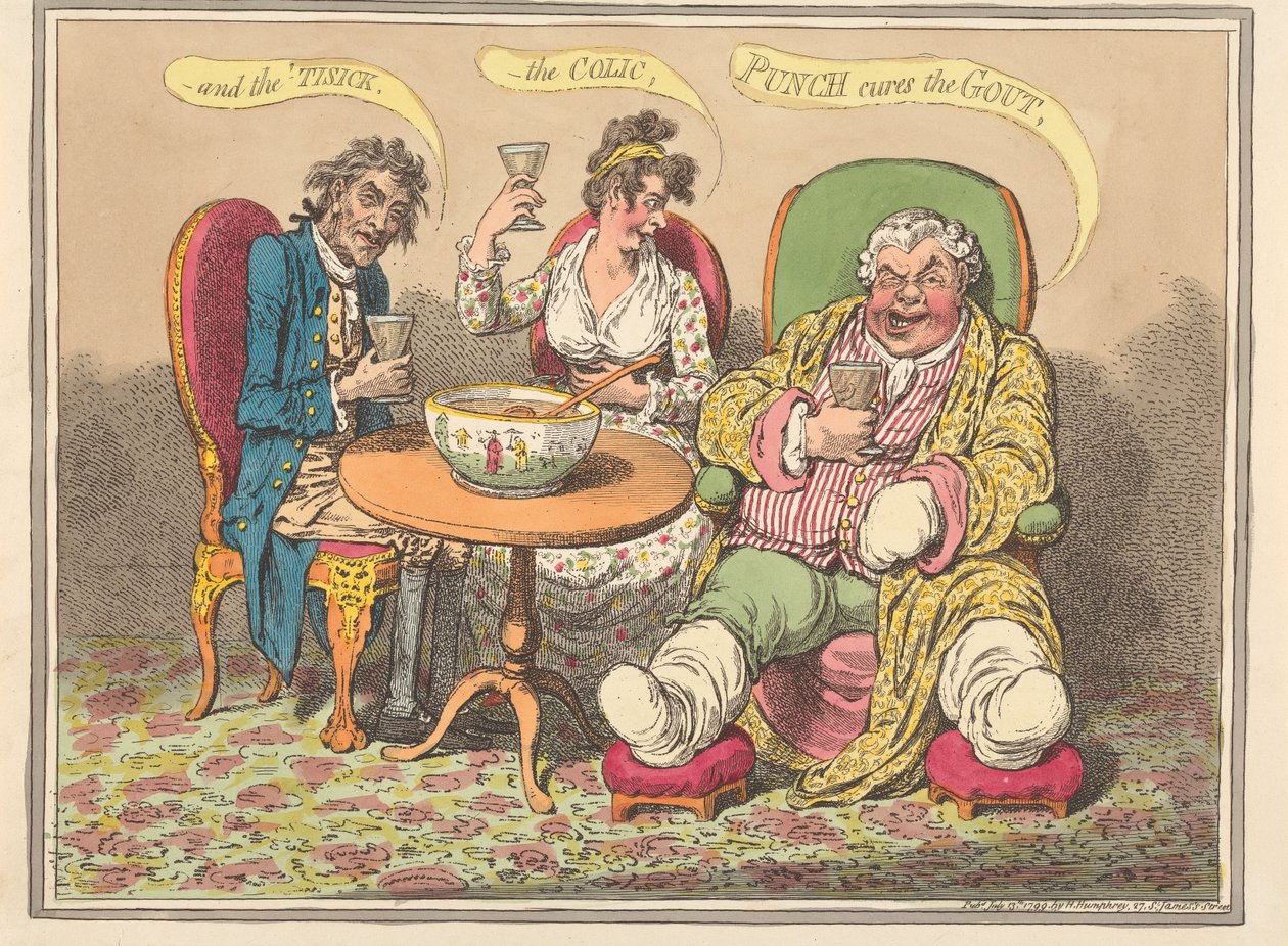 En de tering, de koliek - Punch geneest jicht door James Gillray