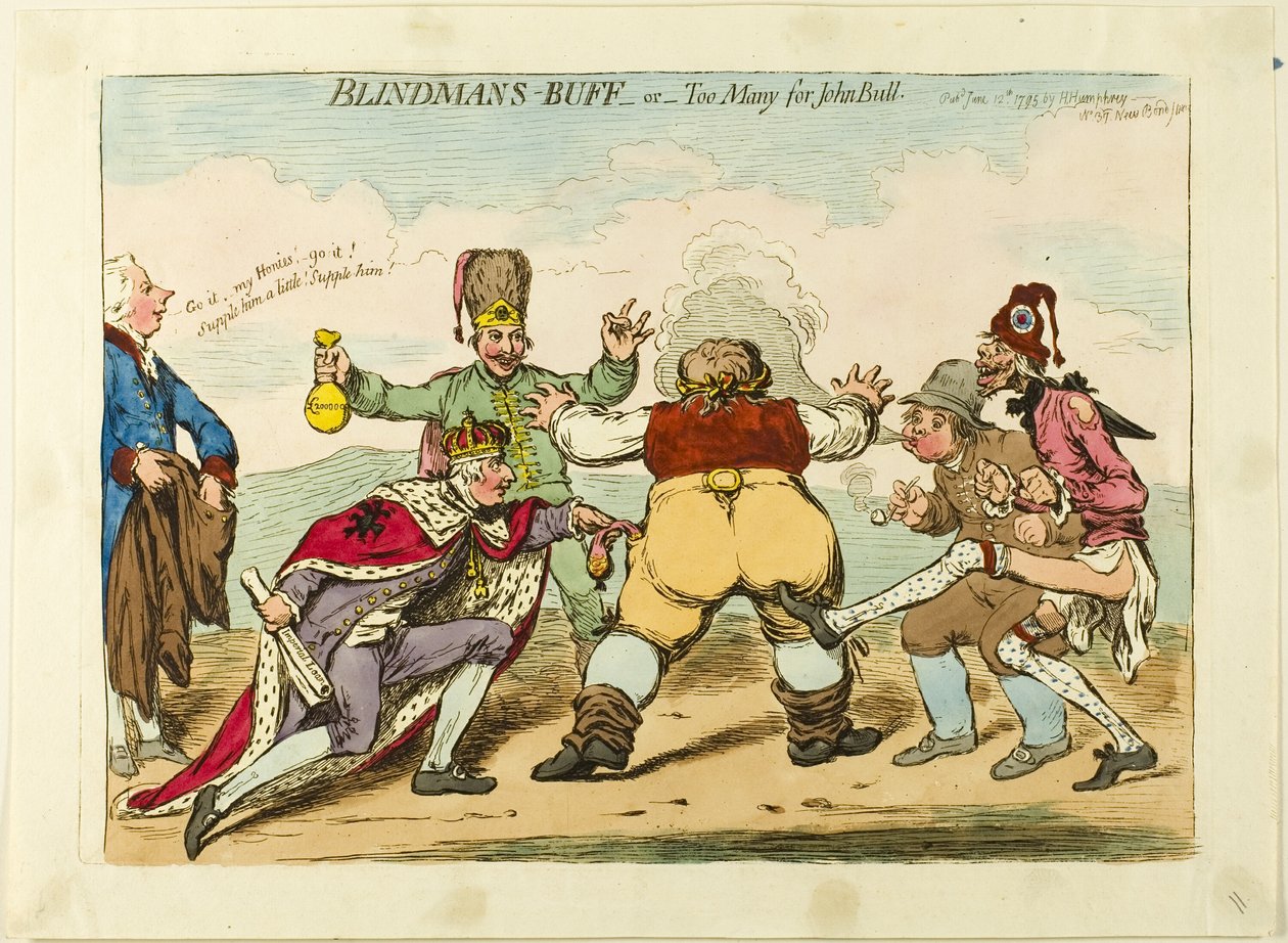 Blindemannetje Buff of Te veel voor John Bull door James Gillray
