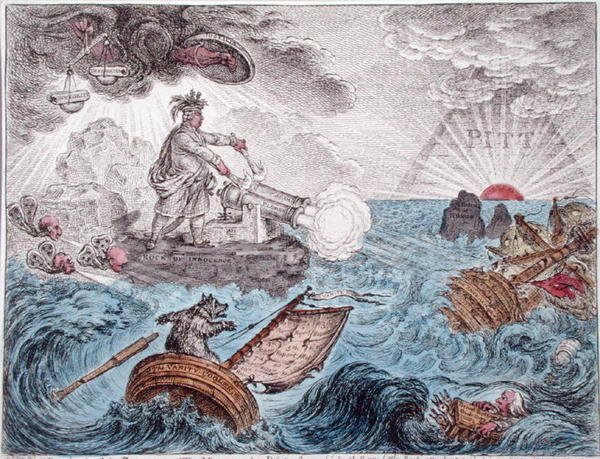 Bruin in zijn boot, of de manager in nood door James Gillray