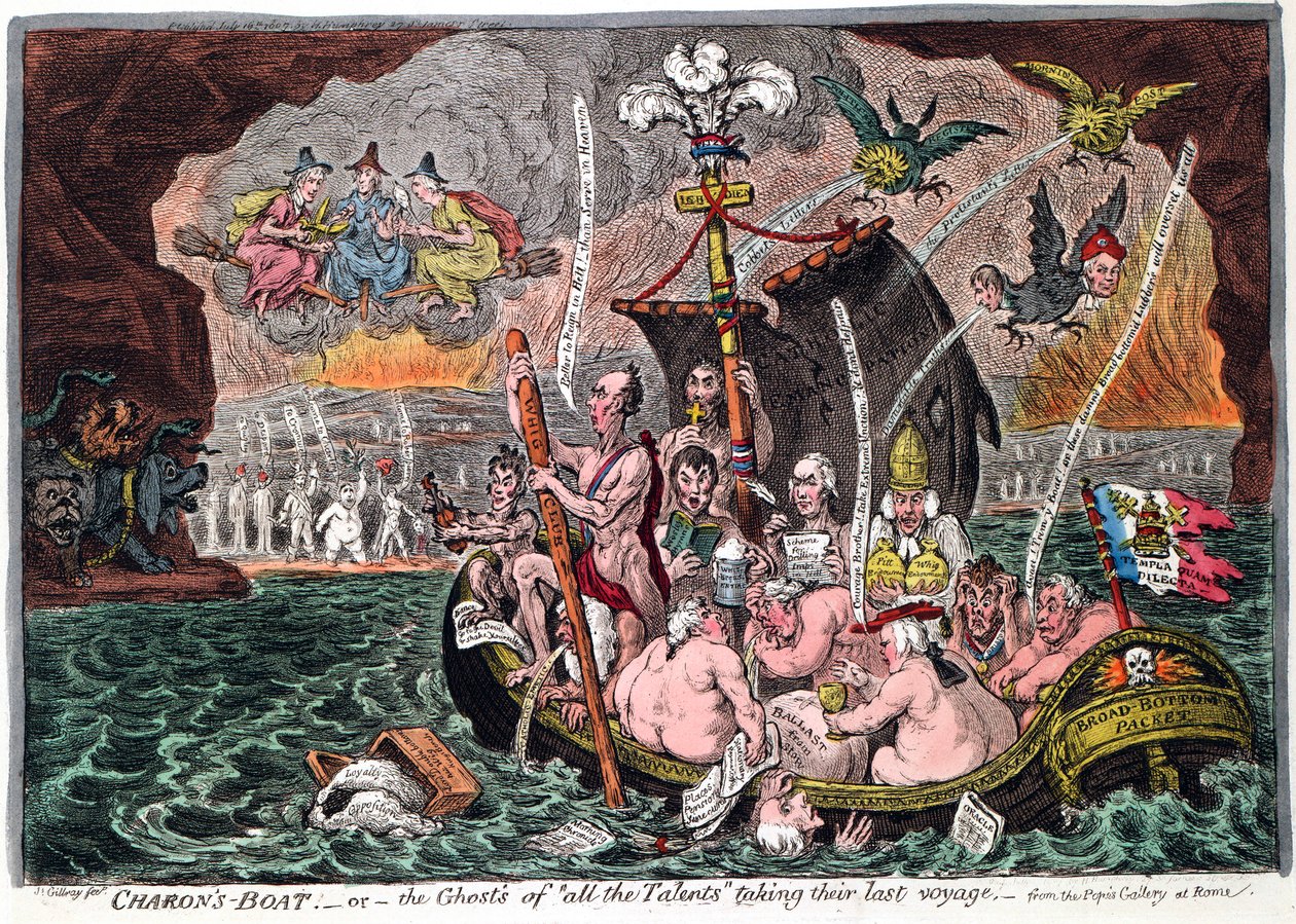 Charons boot, of de geesten van alle talenten die hun laatste reis maken door James Gillray
