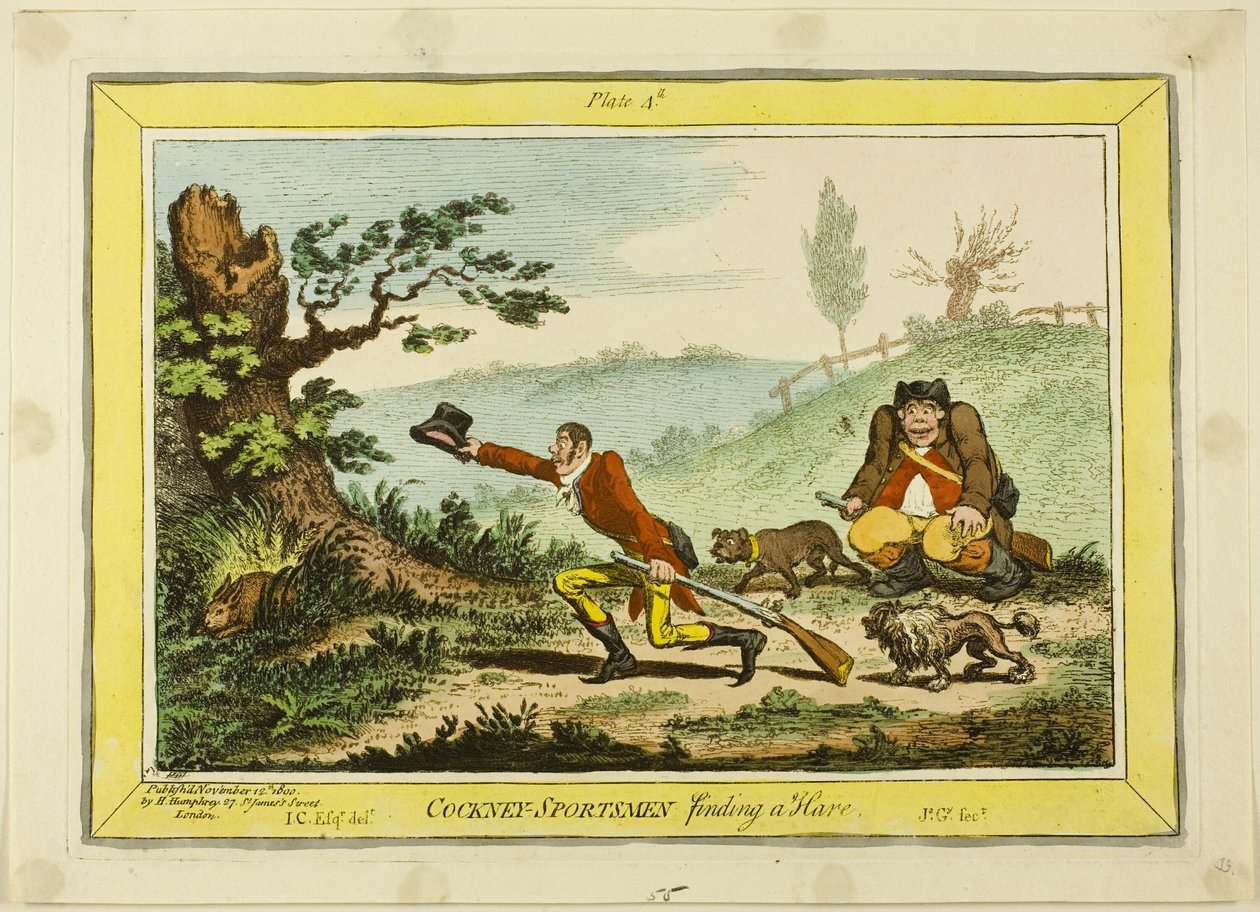 Cockney sporters vinden een haas door James Gillray