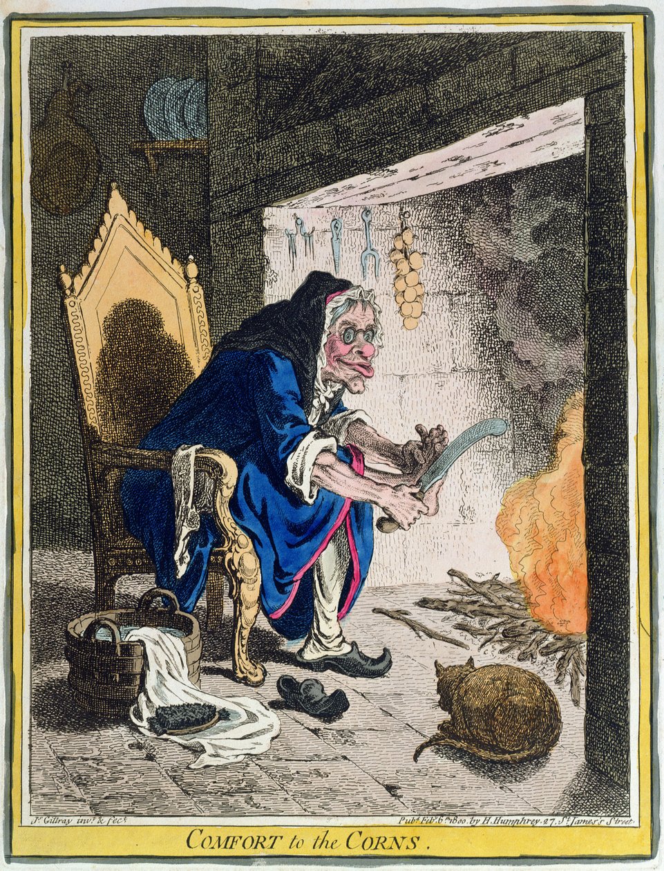 Comfort voor de eeltknobbels, uitgegeven door Hannah Humphrey in 1800 door James Gillray