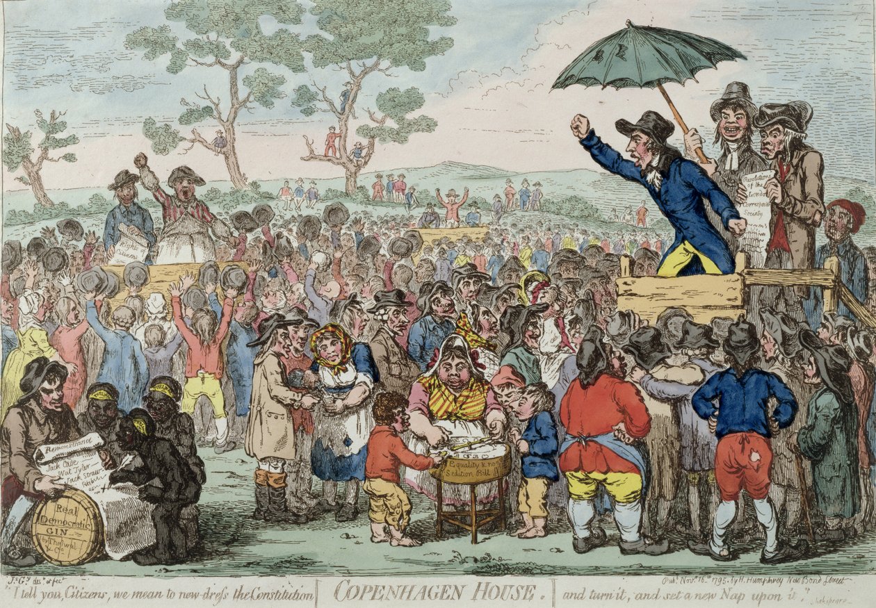 Copenhagen House, uitgegeven door Hannah Humphrey in 1795 (handgekleurde ets) door James Gillray