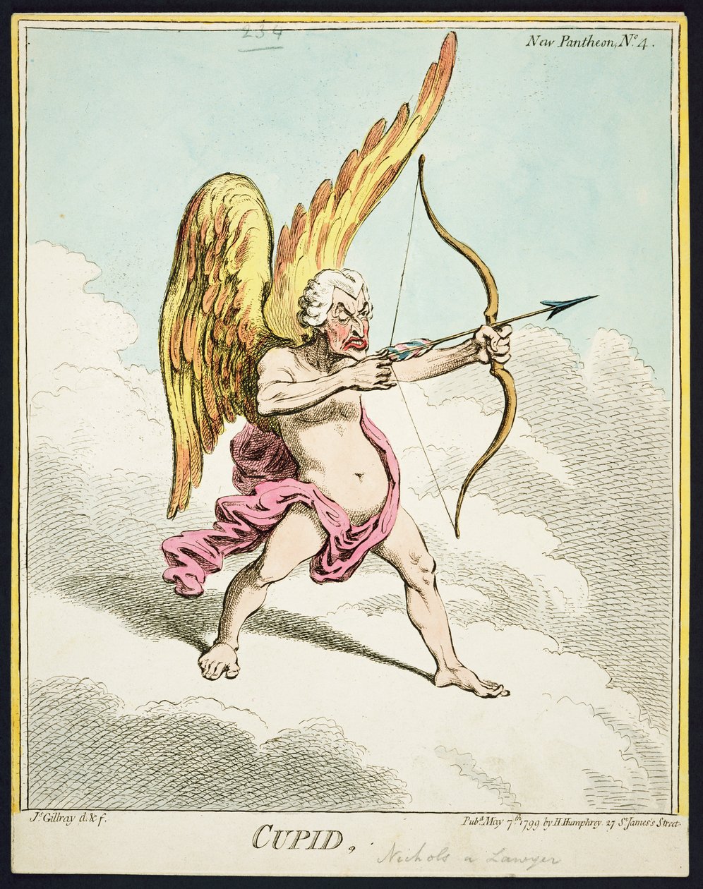 Cupido, uit het Nieuwe Pantheon No.4, gepubliceerd door Hannah Humphrey, 1799 door James Gillray
