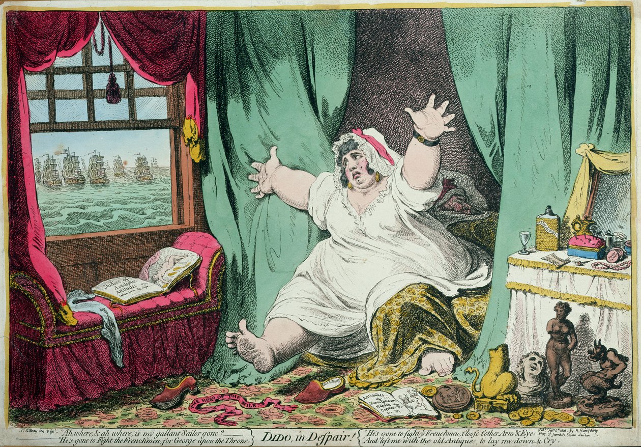 Dido in Wanhoop, uitgegeven door Hannah Humphrey, 1801 door James Gillray