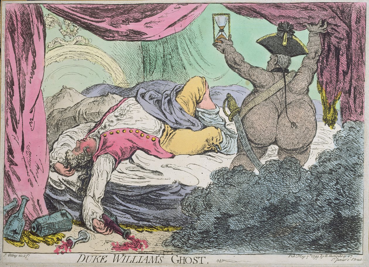 Het spook van hertog Willem, gepubliceerd door Hannah Humphrey in 1799 door James Gillray
