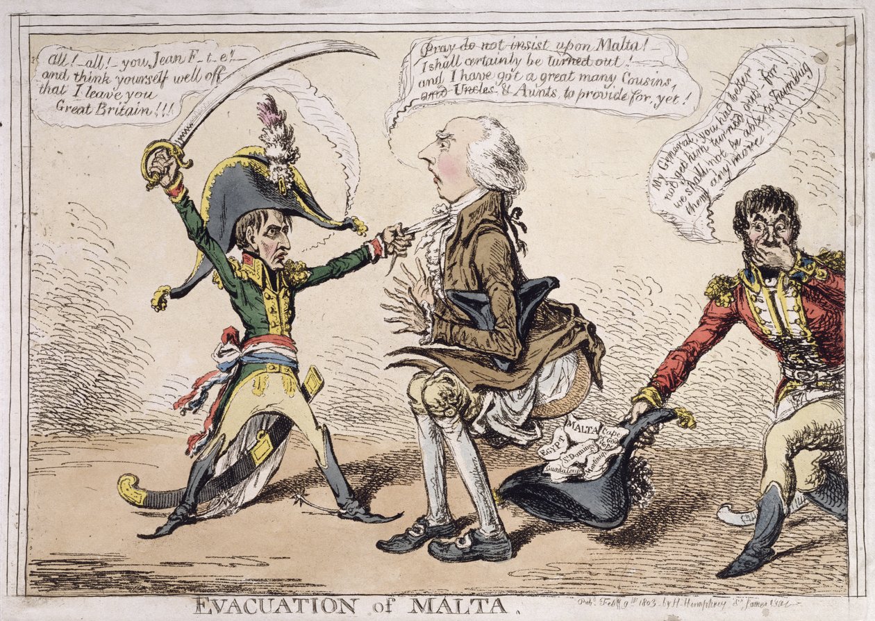 Evacuatie van Malta door James Gillray