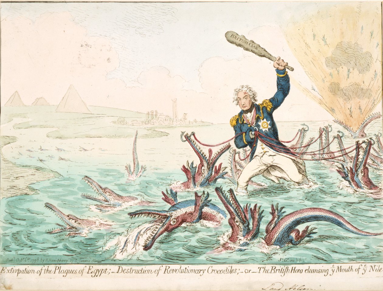 Uitroeiing van de plagen van Egypte, 1798 door James Gillray