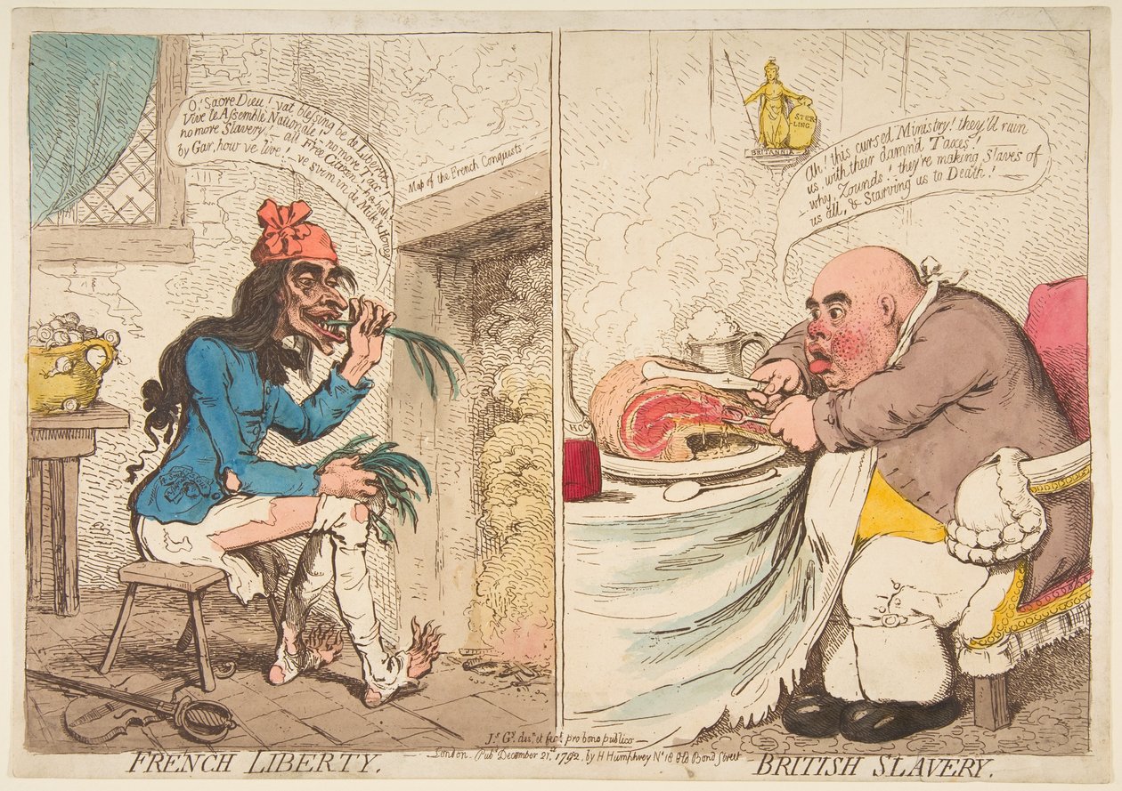 Franse vrijheid - Britse slavernij, 21 december 1792 door James Gillray