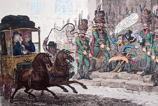 Duitse nonchalance, of de ergernis van kleine Boney, of de diplomatieke late reis door Parijs door James Gillray