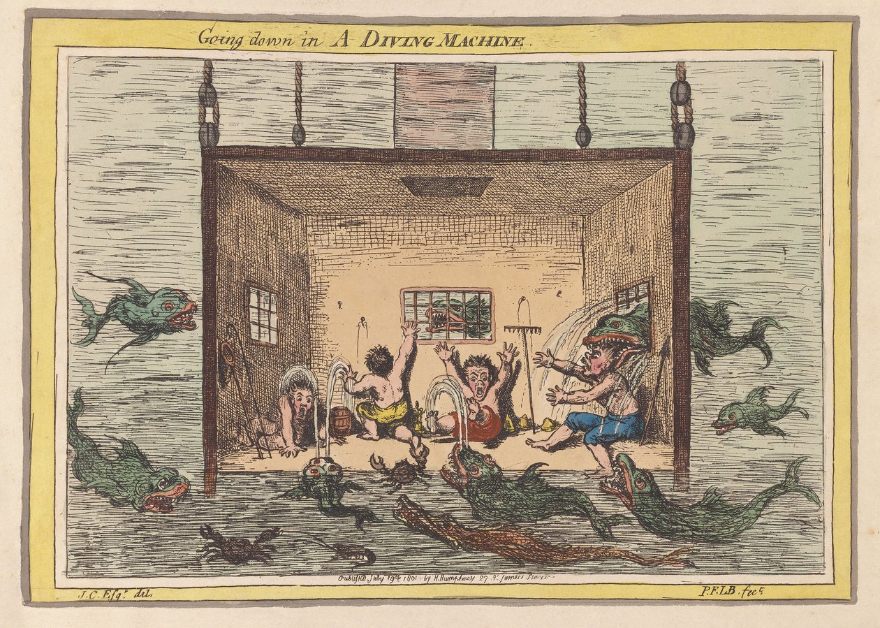 Naar Beneden in een Duikmachine door James Gillray