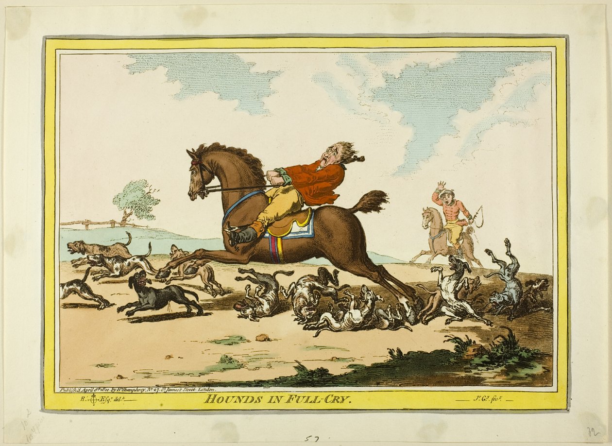 Honden in volle schreeuw door James Gillray